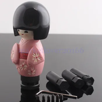 

New Universal Car Manual Parts Gear Stick Knob Shift Shifter Lever Knob Pink Kimono Japan Dolls Car Accessiores