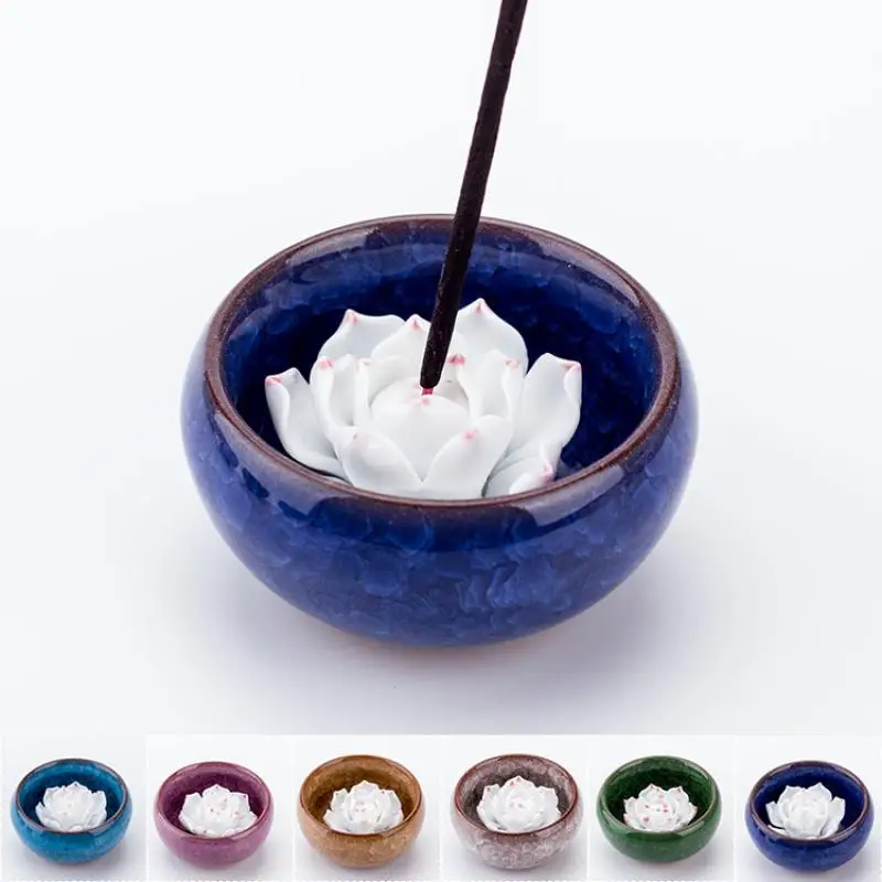 

Ice-Crack Ceramic Incense Burner Portable Porcelain Censer Stick Incense Holder Aromatherapy Furnace Use In Home Office Teahouse