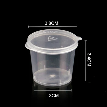 

5 Sizes 50/100Pcs Disposable Plastic Clear Sauce Chutney Cups Boxes W/ Lid Food