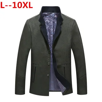 

10XL 9XL 8X 2018 autumn and winter new fashion business casual Slim collar wool coat Men's long cotton collar collar trench coat