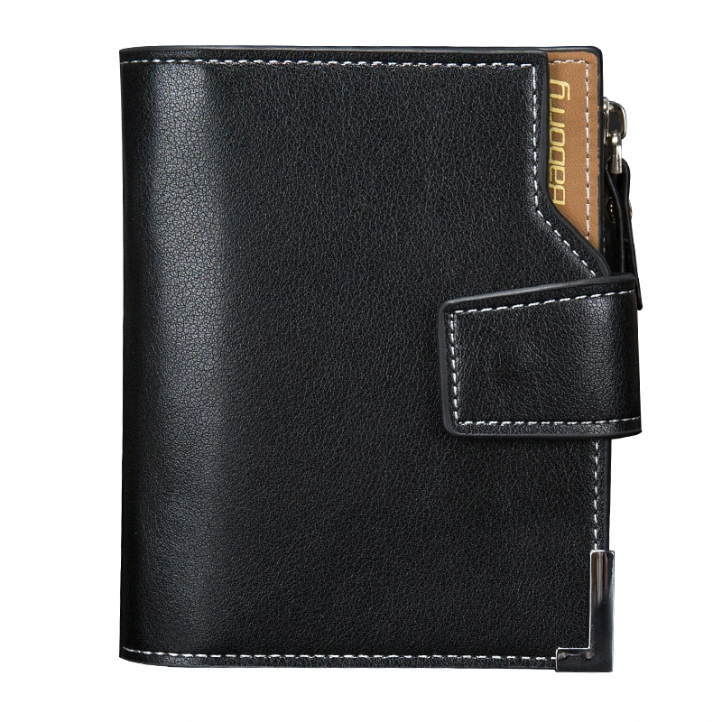 

Men Short PU Wallet Coin Pocket Card Holder Solid Color Wallets Male Lychee Pattern Soft Light Weight Purse With Zipper Hasp