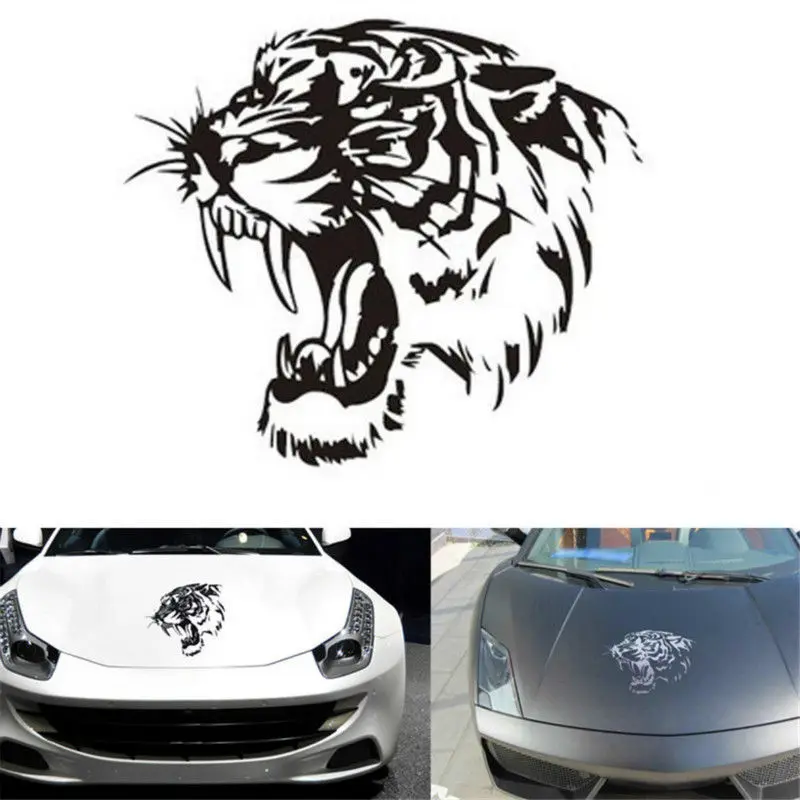 

28cm Tiger Head Reflective Cool Car Stickers Hood Car Styling Auto Decorative Motorcycle Sticker Wall Decal