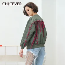 CHICEVER бандажная куртка для женщин, стоячий воротник, рукав летучая мышь, на молнии, свободное короткое пальто, женские куртки, осенняя мода