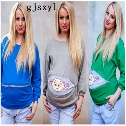 Новый шаблон Мода Осень Европа будет код мультфильм для беременных женщин свитер с длинными рукавами средства ухода за кожей