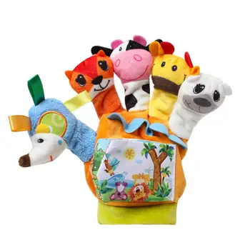 

Cartoon Animal Finger Doll Hand Puppets Glove Plush Toys with Cloth Book Baby Early Education Comfort Toys for Children Gifts