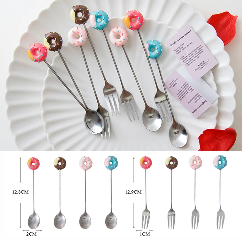 

Kitchen Flatware Stainless Steel Doughnut Spoons Coffee Dessert Spoon Tea Ice Cream Candy Decorative Spoon