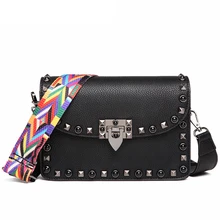 Mulheres Crossbody Sacos De alta Qualidade PU de Couro Senhoras Pulseira de Design de Moda Rebite Sacos de Ombro Cor Bolsas 2019 bolsa feminina