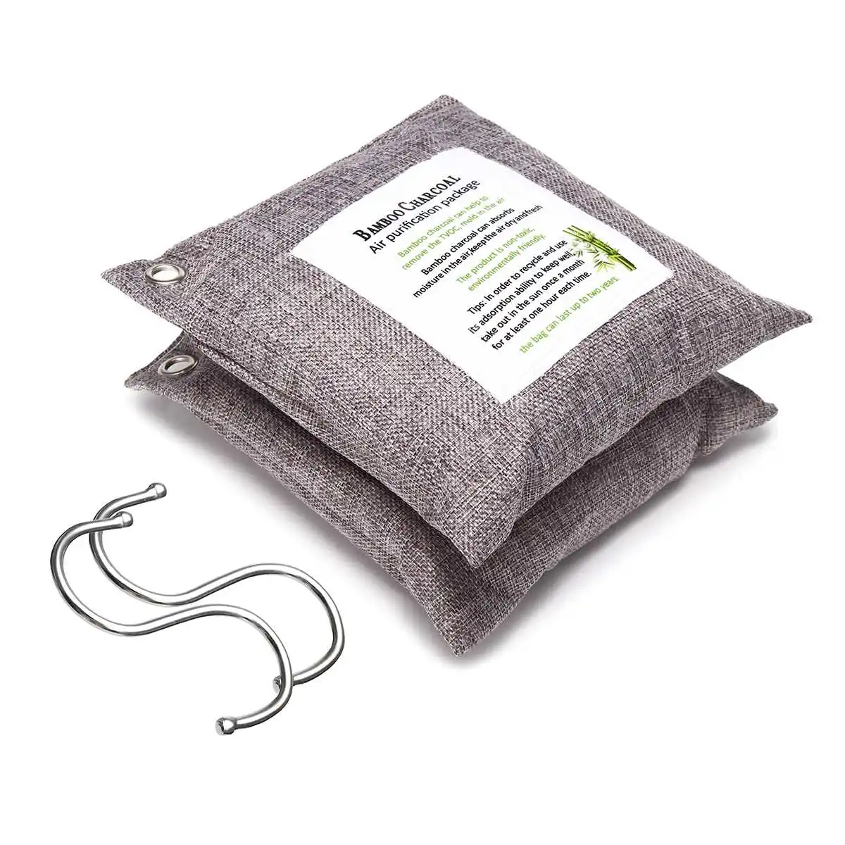 

2 Pcs Set Purifying Air Bamboo Charcoal Deodorizing Bag Natural Activated Carbon Bags Closets Bathrooms Cars Odor Remover 500g