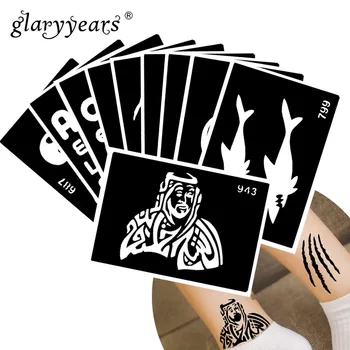 

10 Pieces/Set Henna Tattoo Stencil Fish Pattern Paste Drawing Body Art Tattoo Stencil Sexy Product Waterproof 2019 HN#22