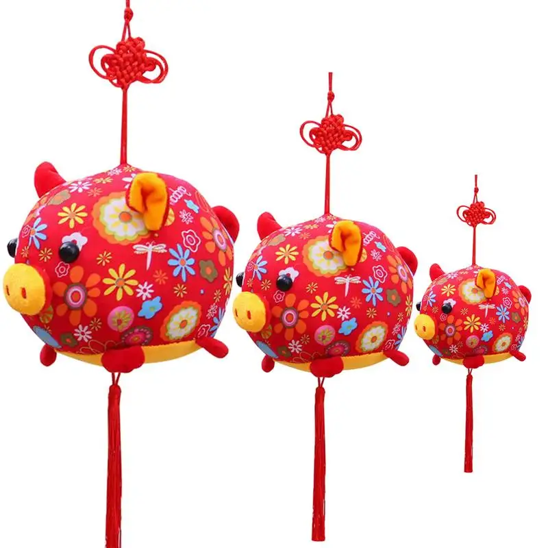 

2019 Red Pig Mascot Stuffed Doll Chinese Knot Pig Short Plush Doll New Year Gift Peaceful Auspicious Lucky Gift random style
