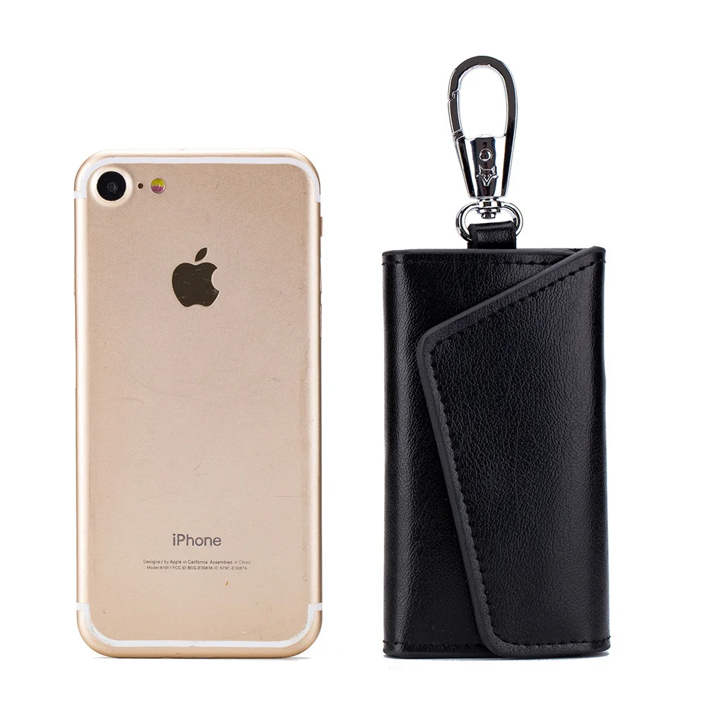 

Men Key Case Mini Card Bag Genuine Leather Keychain Housekeeper Women Key Holder Organizer Pouch Cow Leather Car Key Wallet