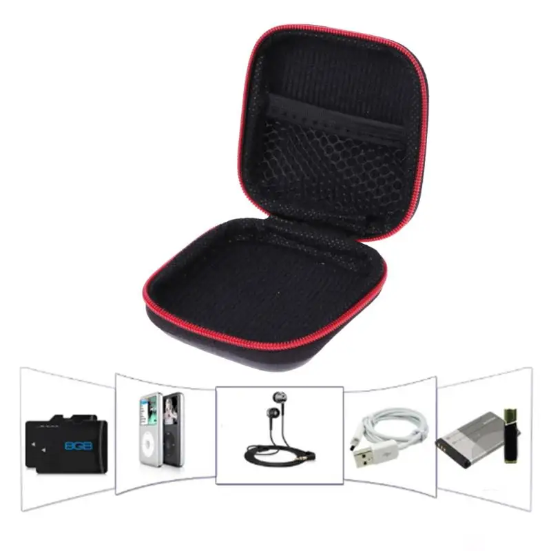Черный квадратный PU+ футляр для наушников из ЭВА Портативный чехол для хранения и переноски беспроводной Bluetooth гарнитура кошелек для хранения коробка