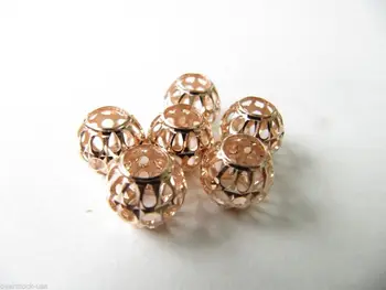 

NEW 18K Rose Gold Hollow Carved 8.5mm Round Bead Pendant / 0.5g