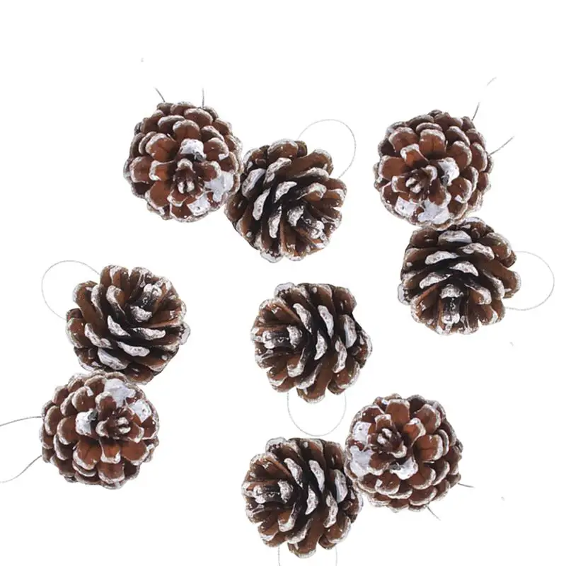 

9pcs Wood Pine Cones with String Christmas Pinecone Christmas Tree Crafts for Home Ornament Decoration