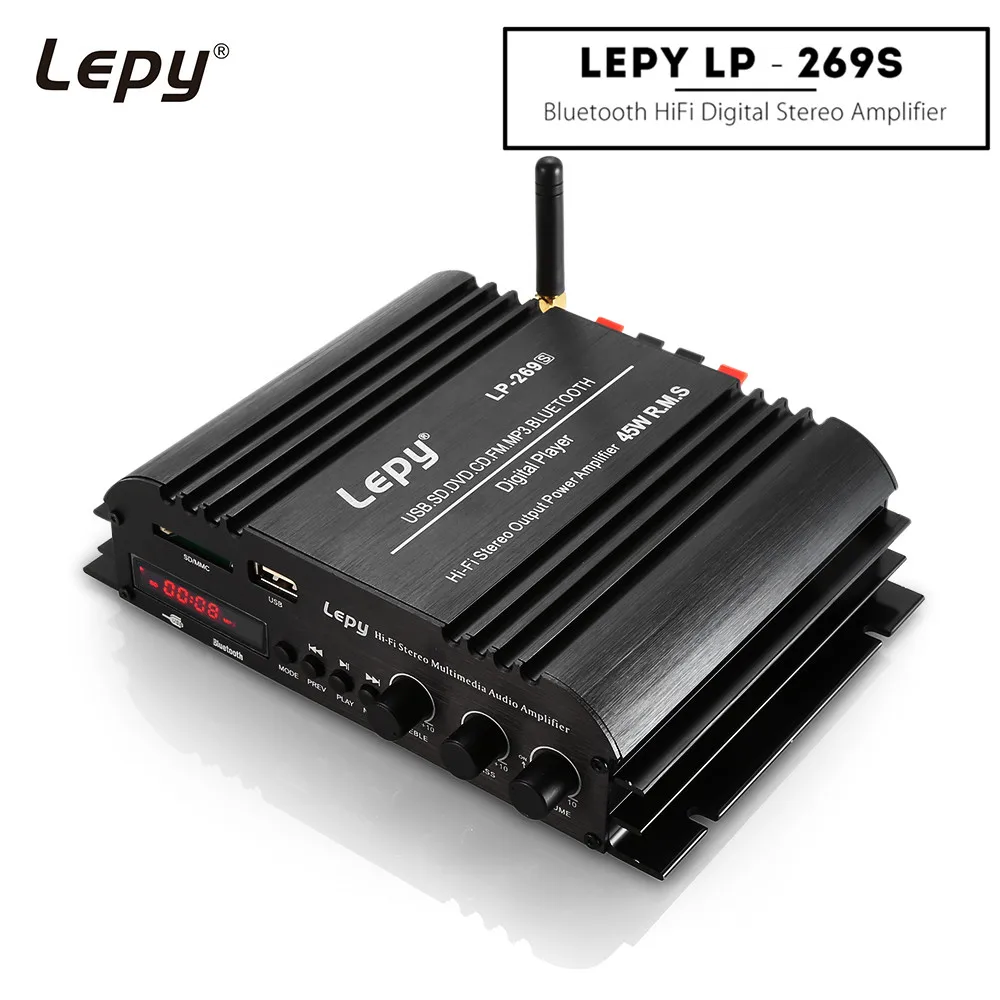 Lepy LP - 269S Bluetooth Hifi Car Amplifier 2 channel Stereo Sound Audio FM Motorcycle Speaker Support SD USB Remote Control | Автомобили