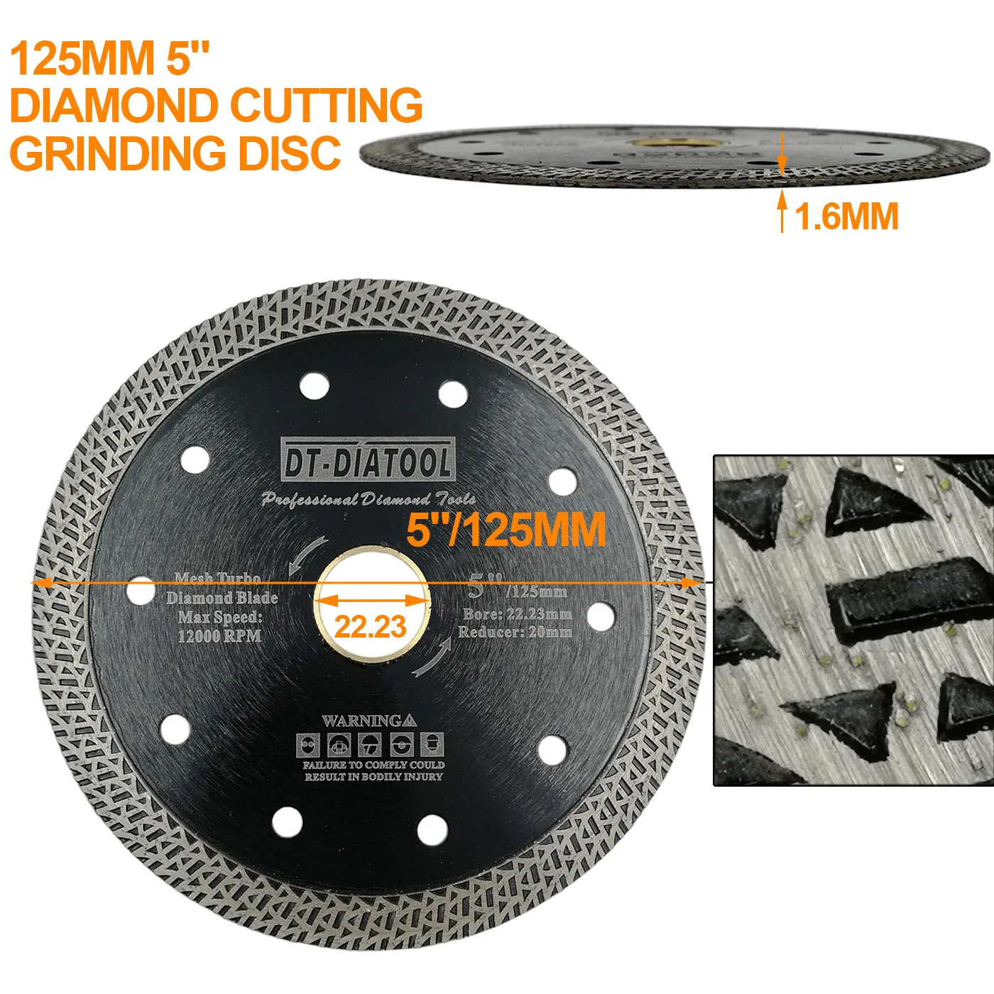 1unit Dia 4" 4.5" 5" Hot pressed Diamond Cutting Disc Mesh Turbo Wheel rim Segment Saw blade for Hard material granite tile