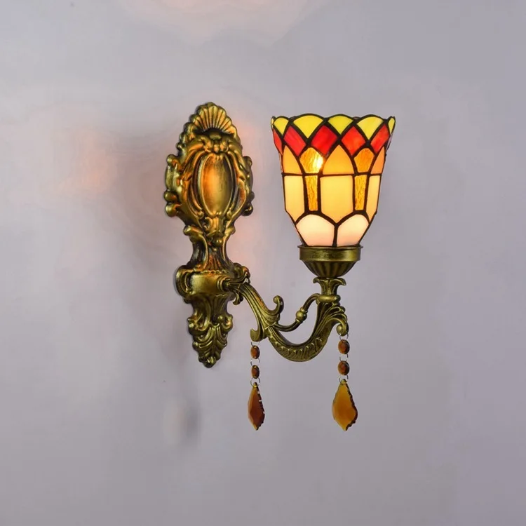

Tiffany Fashion European Style Wall Lamp Baroque Bohemia Mirror Light Rustic Bed-lighting Lamps
