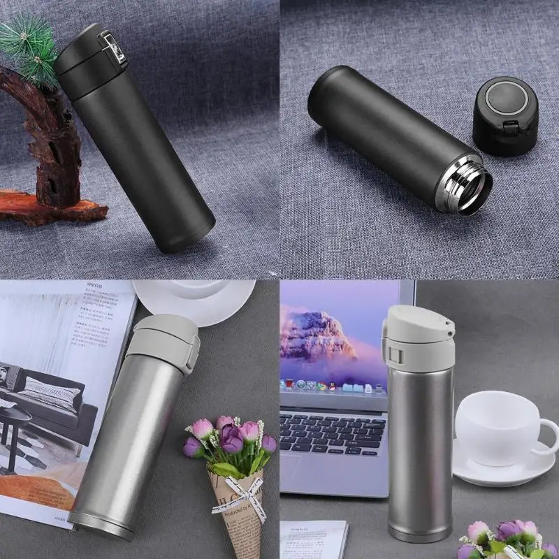 cheap 500ml Bounce Lid High Grade 304 Stainless Steel Insulated Thermal Cup Vacuum Coffee Mug Drink Bottle Car Water Glass coffee cup