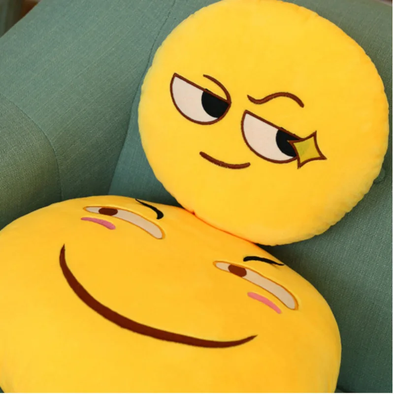 New Smiley Face Qq Emoji Pillows Soft Plush Emoticon Round Cushion Home Decor Cute Cartoon Toy Doll Decorative Throw Pillows 26