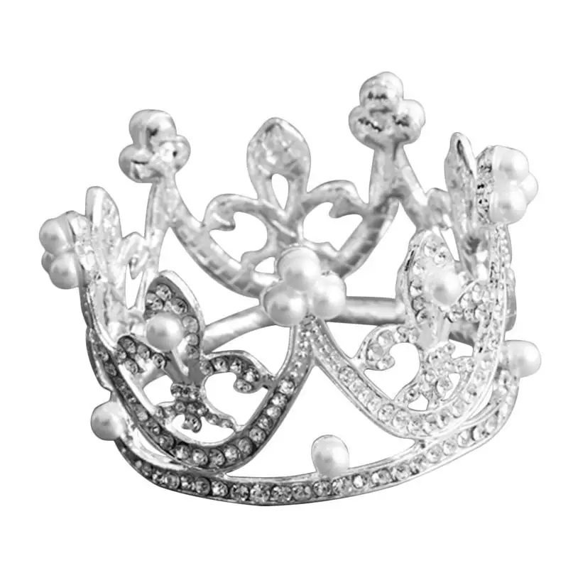 

2018 Children's Crown Hair Accessories Kids Headdress Crown Birthday Cake Baking Decor Alloy Pearl Ornament