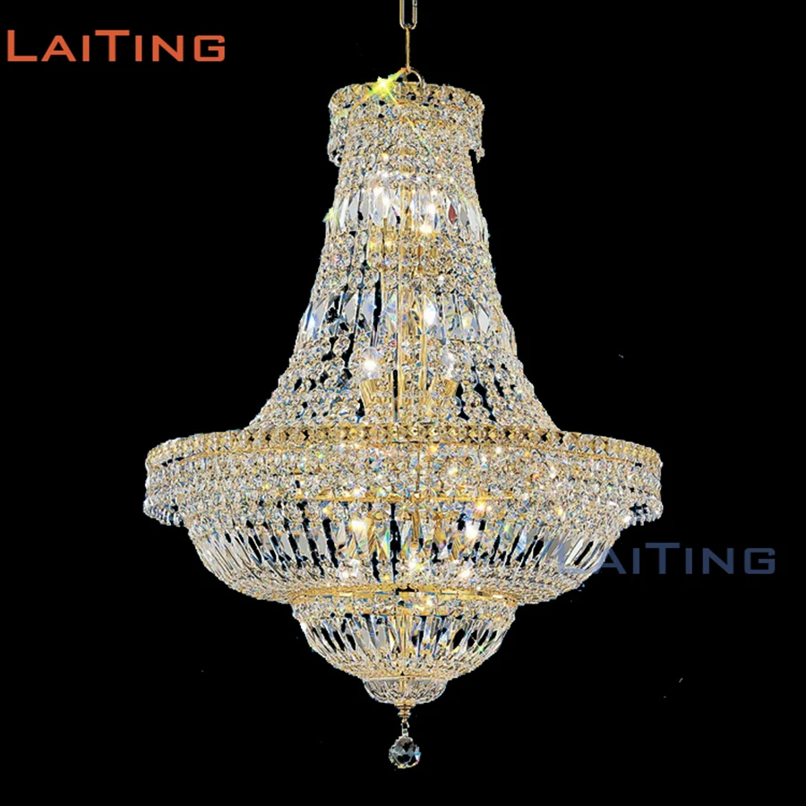 

Laiting Lighting Indoor Handmade Art Decor LED Gold or Chrome Empire Crystal Chandelier Lamp +Free shipping