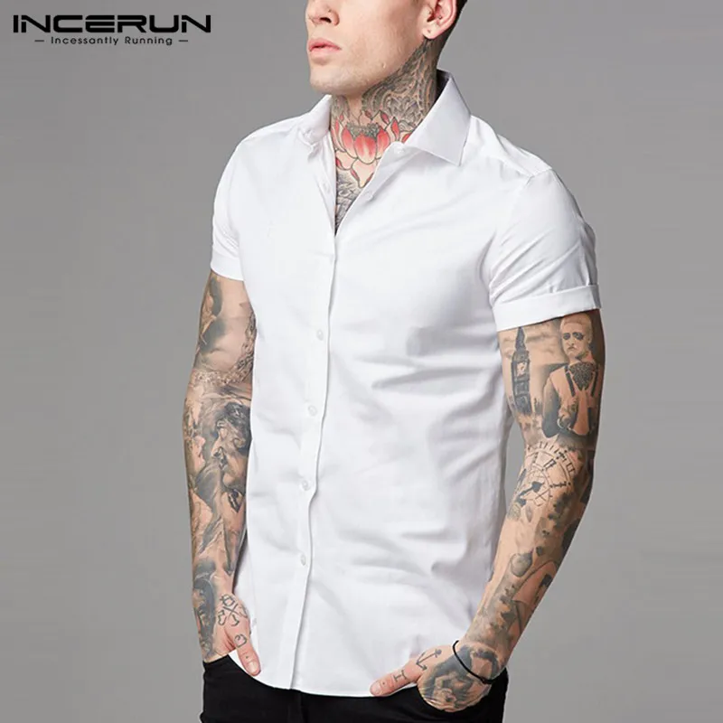 Ceny Marka klasyczne męskie koszule koszula na przyjęcia towarzyskie z krótkim rękawem letnia koszulka zwykły biały koszula Casual odzież męska Slim Fit koszulki Masculina