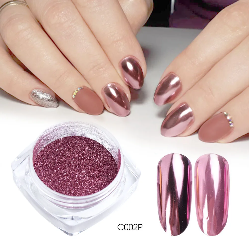 مرآة مسمار الفن بريق مسحوق المجسم معدنية روز الذهب الشظية الغبار الترتر الأشعة فوق البنفسجية هلام مسمار الكروم الصباغ الديكور CHC/ ASX