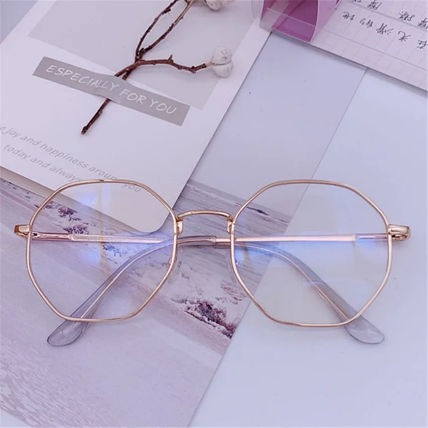 Men Vintage Anti Blue light Glasses Frame Round Women Lens Myopia Optical Mirror Simple Metal Anti-blue Clear Eyewear Frames