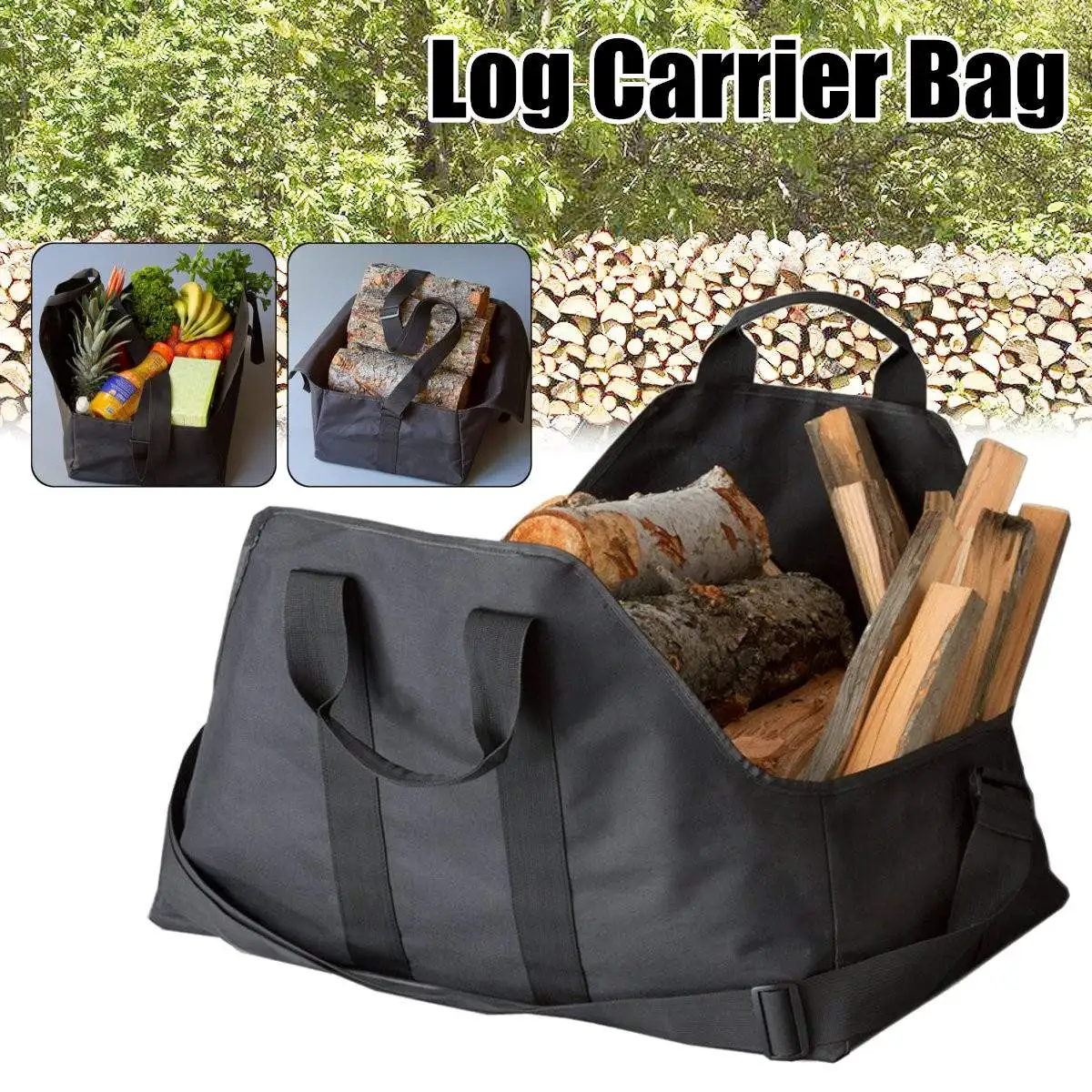 Buy Firewood Log Carrier Bag Wood Carrying Tote 600D