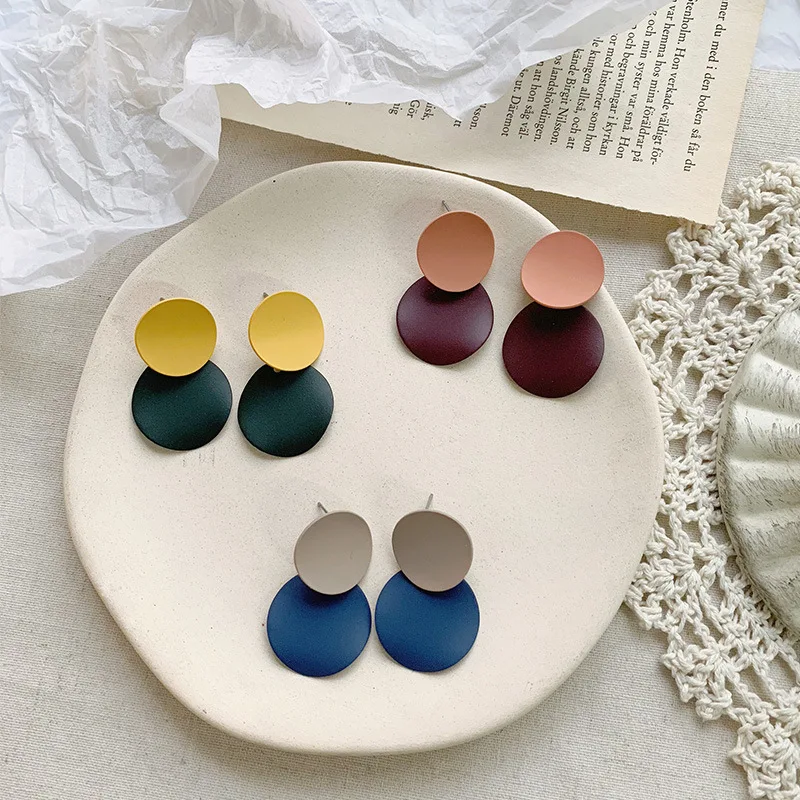 

Han Spelling The Color Of Ear Nail Circle Piece Geometry Three-dimensional Eardrop Temperament Matting Earrings Earring Woman
