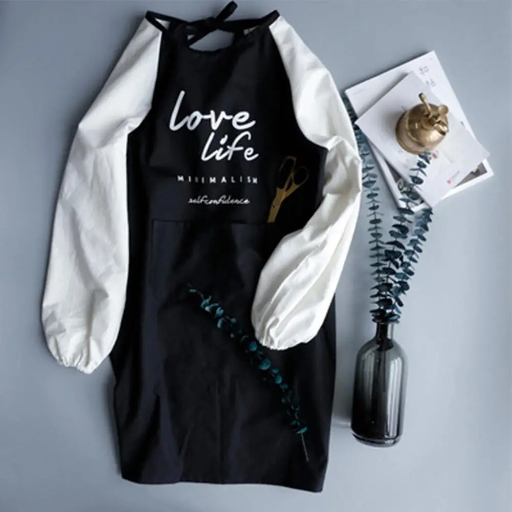 

None Fashion Long Sleeve Cotton Antifouling Apron for Hotel Tea Shop Wear