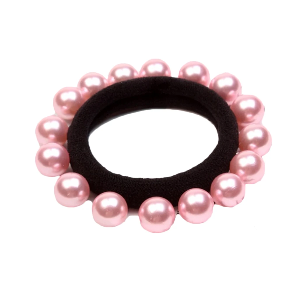1 pc Women Casual Pearl Hairband Ponytail Holder Elastic Hair Tie Band Rope Solid Color Hair Ring Accessories