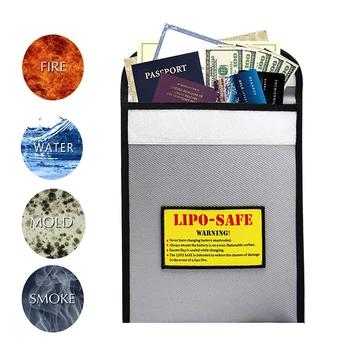 

15 * 11inch Portable Fireproof Explosionproof Lipo Battery Guard Safe Bag Holder Pouch Household Office Waterproof File