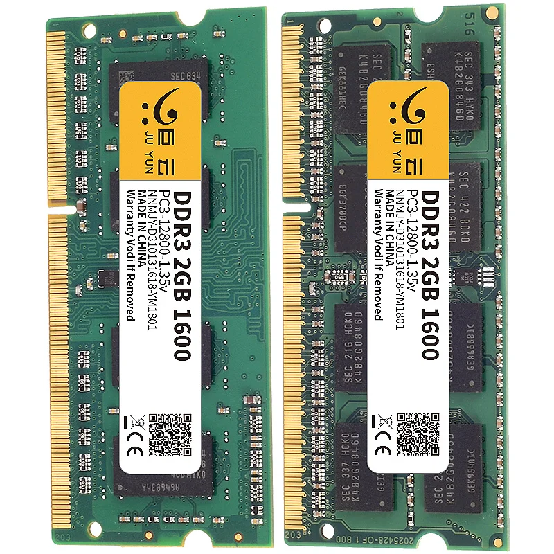 Ju Yun DDR3L 2 Гб 1600 МГц ОЗУ память для ноутбука 1066 1333 МГц ноутбук совместимый 8 ГБ 4 ГБ напряжение 1,35 в
