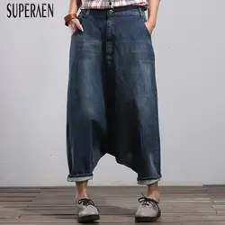 SuperAen новые женские джинсы на молнии шаровары модные повседневные дикие Весенние Новые 2019 женские джинсы однотонные европейские женские