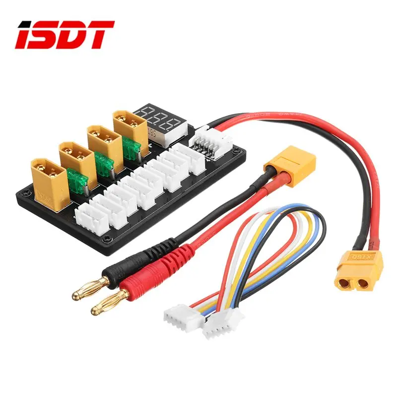 

High Quality 4CH Parallel Charging Board XT60 Banana Plug For ISDT D2 Q6 T6 Lite Imax B6 Charger for RC Drone Lipo Bettery