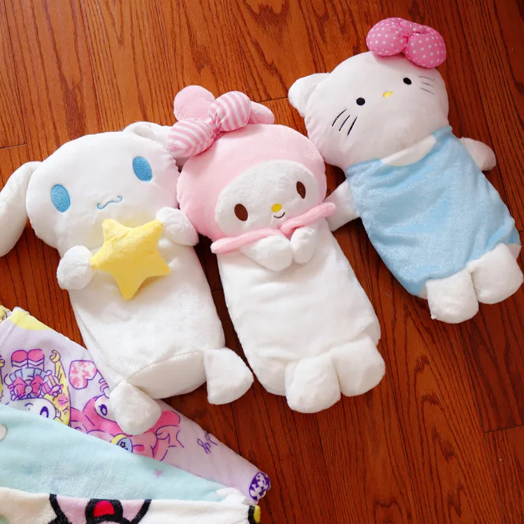Cartoon Soft Fur Blanket Hello Kitty My Melody Cinnamoroll Plush Dolls