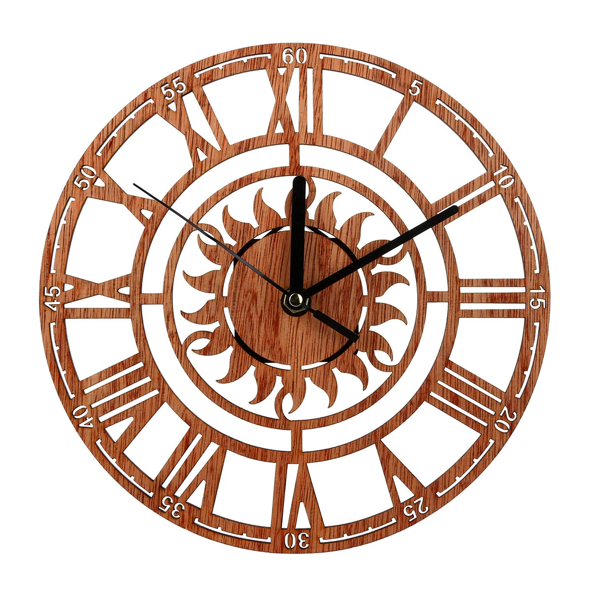 

Vintage Wooden Wall Clock Shabby Chic Rustic Kitchen Home Antique Watches Decor