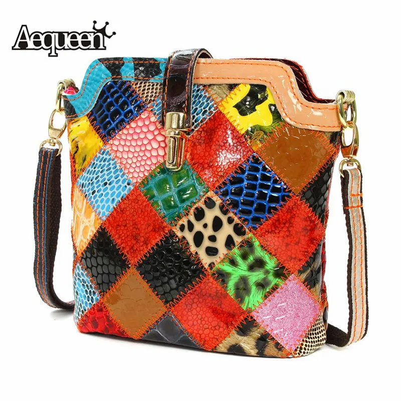 AEQUEEN النساء Crossbody أكياس الخرفان عارضة حقائب كتف جلد طبيعي خليط قذيفة حقيبة Bolsas الأنثوية لون عشوائي