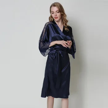 

Silk Satin Wedding Bride Bridesmaid Robe Bathrobe Nightgown Short Lace Robe Sexy Night Robes Fashion Dressing Gown For Women