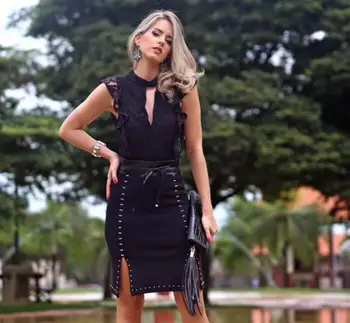 

Summer Dress Women Sexy Lace Black Red Bandage Dress 2019 Women Elegant Mini Party Dress Vestido