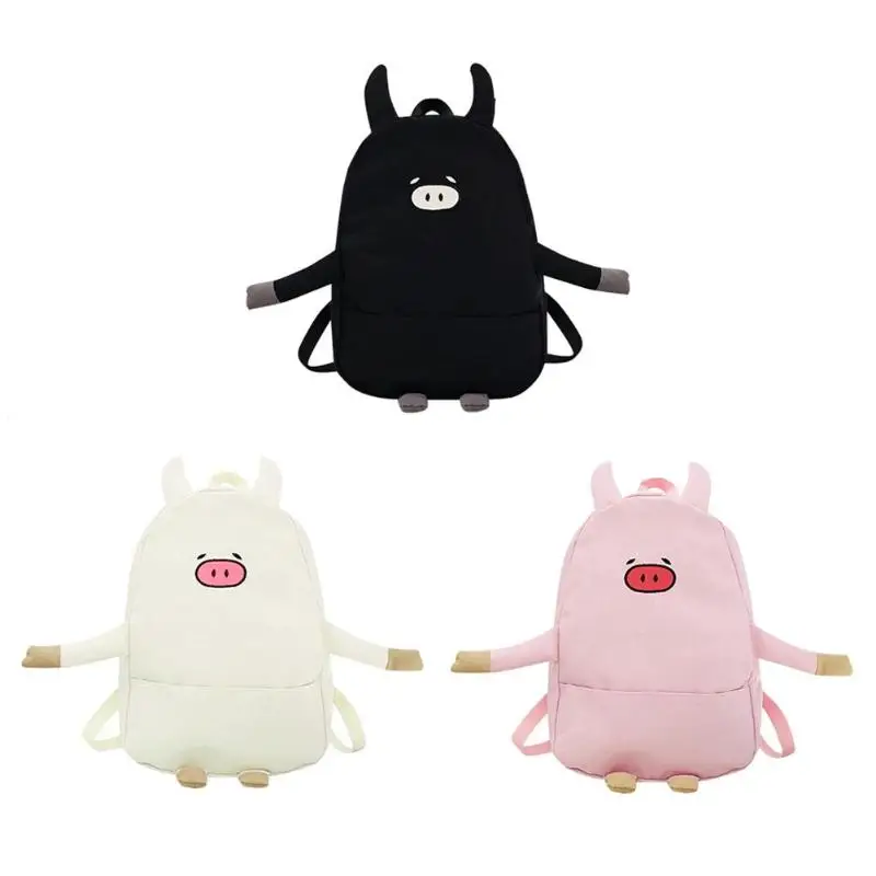 

Cartoon Pig Shape Backpack Women Canvas Lovely Casual School Bag For Teenage Girls New Fashion Character Bag mochila infantil