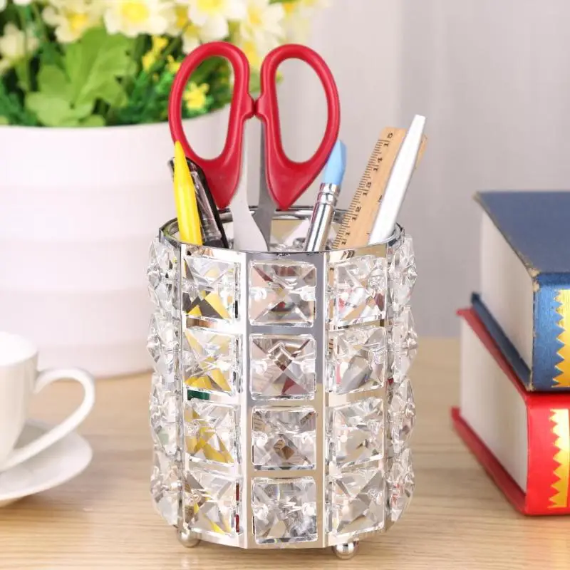 

Europe Metal Makeup Brush Storage Tube Eyebrow Pencil Makeup Organizer Bead Crystal Jewelry Storage Box Dropshiping