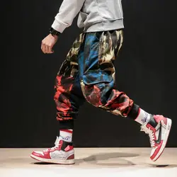 M-5XL для мужчин брюки карго камуфляж Harajuku боковой карман шаровары хип хоп хлопок 2019 танцы плюс размеры удобные повседневное уличная