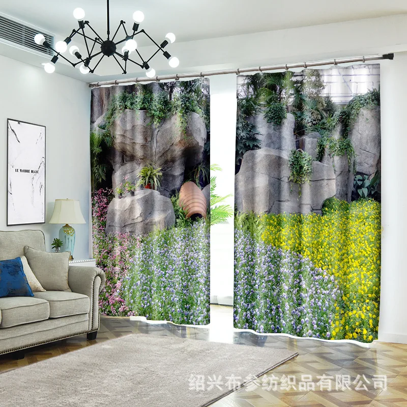 

park 1set Digital print blackout curtains for window treatment blinds finished drapes window curtains Living room bedroom CU228