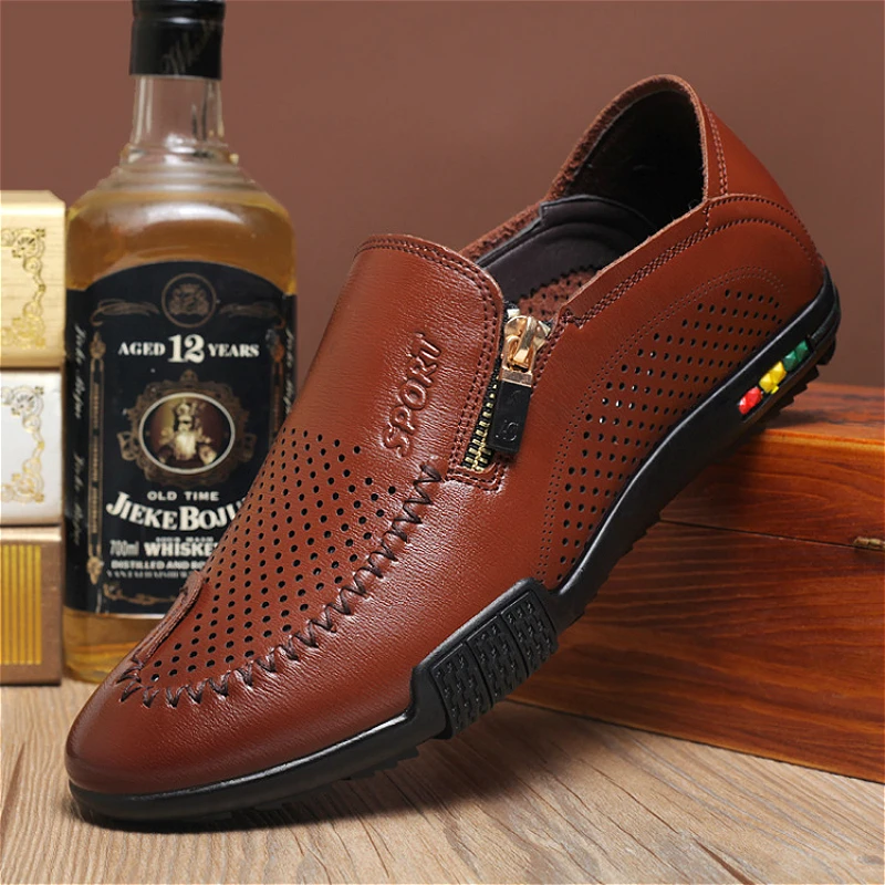 

IMAXANNA Man Leather Shoes Men Casual Breathable Slip On Dress Shoes Male Office Comfortable Soft Bottom Wedding Shoe Spring