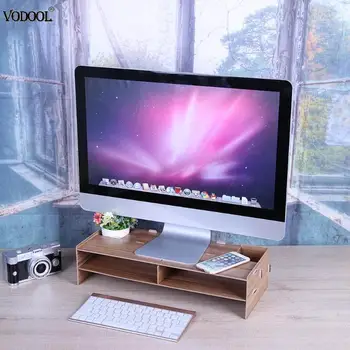 

Multi-function Desktop Monitor Stand Computer Screen Riser Wood Shelf Plinth Strong Laptop Stand Desk Holder For Notebook TV