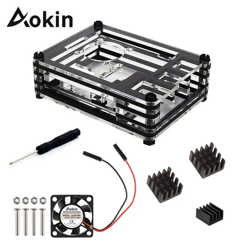 

For Raspberry Pi 3 Case 9 Layer Acrylic Cover Shell Box With Cooling Fan And Heat Sink For Raspberry Pi 3 Model B+ Plus Hot