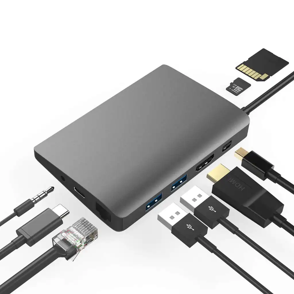 Топ Usb C type адаптер для ноутбука док станция Macbook к Hdmi Mini Dp 4K Rj45 Ethernet 3 0 аудио 5 мм