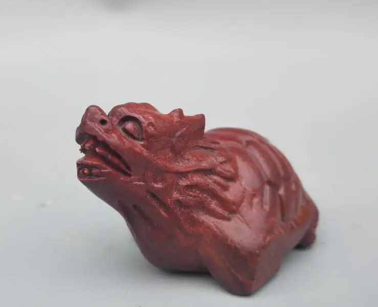 

Chinese Home Collection Handwork Wood Carving Dragon Turtle Small Statue